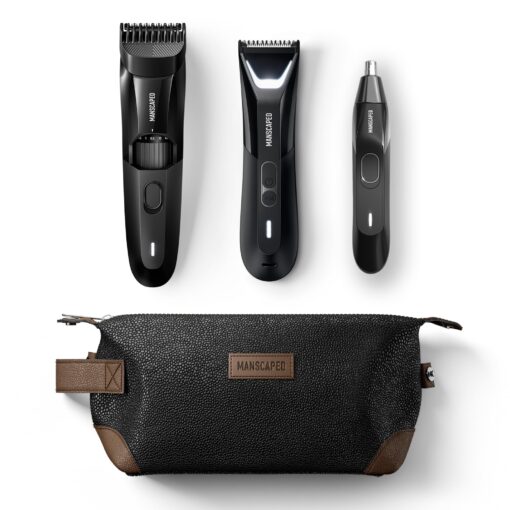MANSCAPED® Body, Beard & Face Bundle 5.0 - The Lawn Mower® 5.0 Ultra Groin & Body Hair Groomer, The Beard Hedger™ Premium Trimmer, Weed Whacker® 2.0 Nose & Ear Hair Razor, The Shed Toiletry Bag
