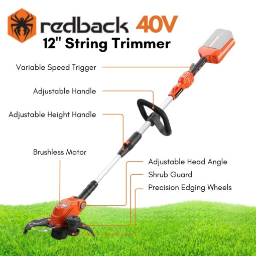 Redback 40V String Trimmer and Edger Combo Kit Cordless Weed Eater Brushless Motor with 2AH Battery and 5A Charger - Image 7