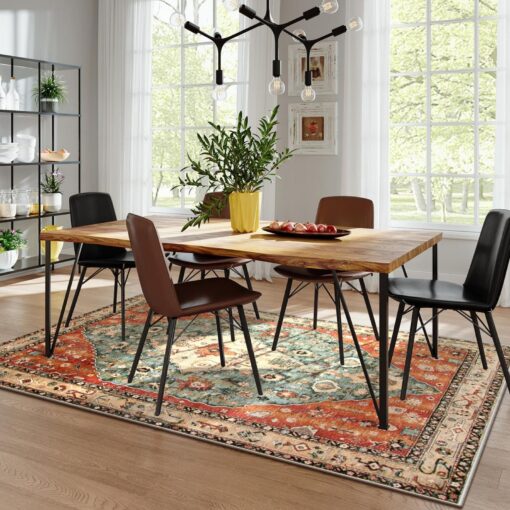 Lahome Boho Tribal 8x10 Area Rugs for Living Room, 8 x 10 Washable Rug for Bedroom Aesthetic, Large Oriental Vintage Soft Dining Room Carpet for Under Table Playroom (Rust/Dull Teal,8x10ft) - Image 10