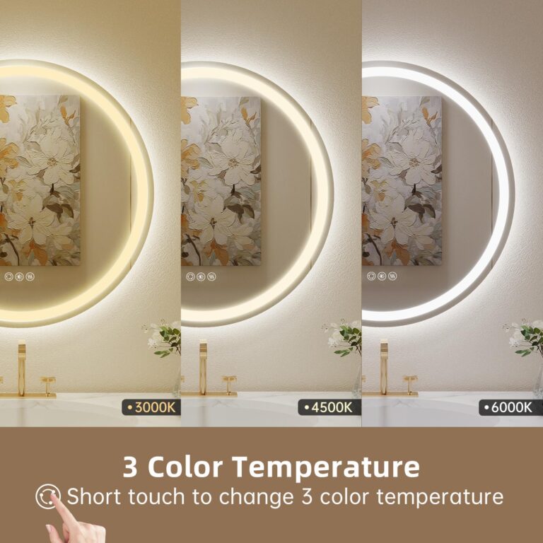 LOVESPEJO 30" Round LED Mirror for Bathroom, Anti-Fog LED Bathroom Vanity Mirror with Lights, Dimmable, 3 Colors, IP54 Waterproof - Image 5