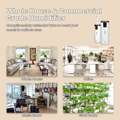 Humidifier large room, Lacidoll 16L/4.2Gal Whole house Humidifier 2000 sq.ft. Ultrasonic Cool Mist Humidifier for Home with Extension Tube, Quiet Bedroom Humidifier with Aroma Box, White - Image 2