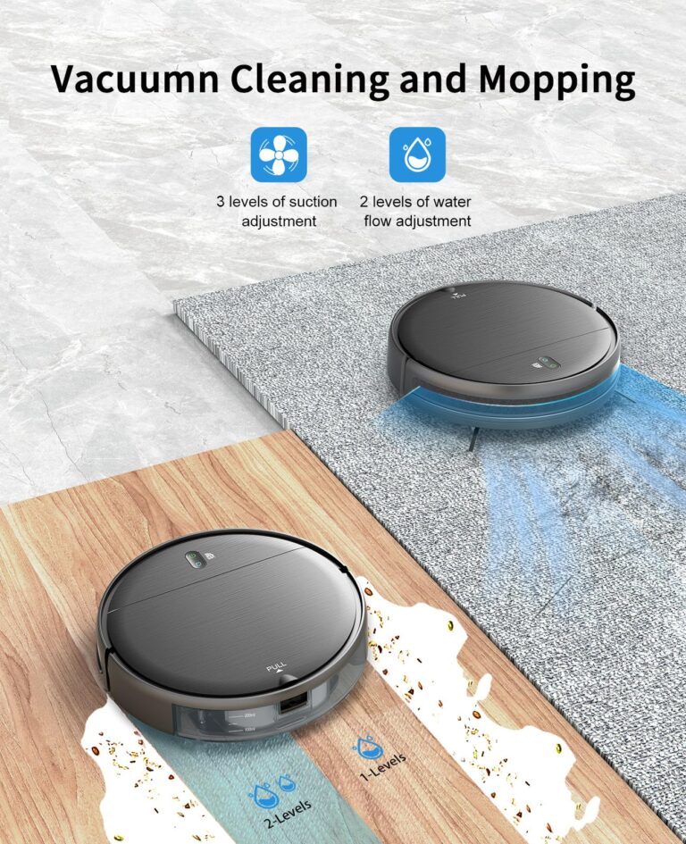 Robot Vacuum and Mop Combo, 2 in 1 Mopping Robot Vacuum Cleaner with Schedule, Wi-Fi/Voice/App, Strong Suction, Ease of Use, Self-Charging Robotic Vacuum, Slim, Ideal for Hard Floor, Pet Hair, Carpet - Image 7