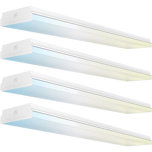 Sunco 4 Pack 60W 8 Inch LED Commercial Industrial Warehouse Workshop Prisma Wraparound Light, 7200 Lumens, 3 CCT 4000K Cool White/5000K Daylight/6000K Daylight Deluxe, Non-Dimmable, AC120-277V - ETL