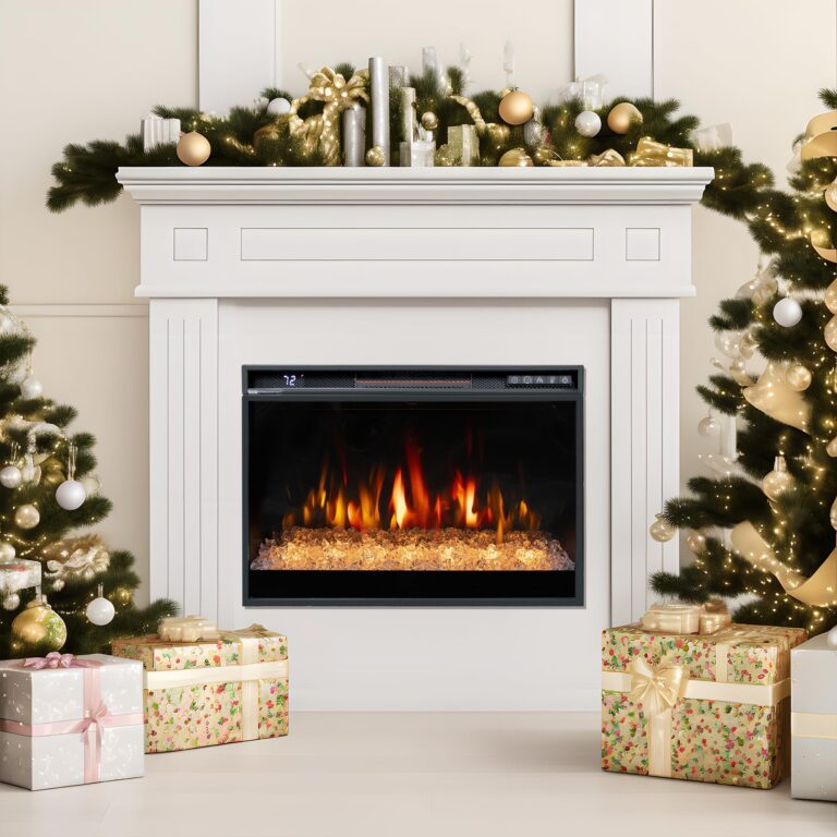 Oxhark Flame 26 Inches Electric Fireplace Inserts, 1500W Recessed Fireplace Electric with Remote Control, Crystal, Overheating Protection and Timer, Black - Image 4