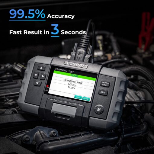 Car Battery Tester, TOPDON BT600 12V, 12V/24V Cranking Tests and Charging Alternator Load 100-2000CCA Digital Battery Voltage Tester, 3.5" Screen with Built-in Printer - Image 2