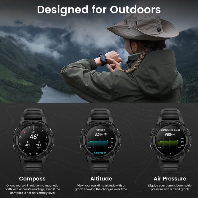 KOSPET Tank S2 Smart Watch for Men Women GPS, 5ATM Waterproof, Pressure/Altitude/Compass, 1.32" AMOLED Display Fitness Tracker(Answer/Make Call), AI Voice Assistant, 24H Sleep/Hear Rate Monitor - Image 6