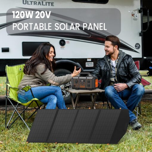FlexSolar 120W Portable Solar Panel for 300/500/1000/1500W Power Station,IP67 Waterproof Folding Solar Charger with USB C&2 USB A&18V DC Output Charge Generator,Cell Phones,Power Bank,12V Car Battery - Image 9