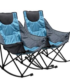 SUNNYFEEL Rocking Camping Chair, Luxury Padded Recliner, Oversized Folding Lawn Chair with Pocket, Heavy Duty for Outdoor/Picnic/Lounge/Patio, Portable Camp Rocker Chairs with Carry Bag