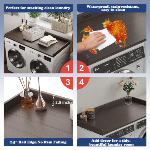 ClimbHope Washer Dryer Countertop HDPE No Installation - Washer and Dryer Topper Covers for The Top Laundry Room Organization and Storage Waterproof - Image 4