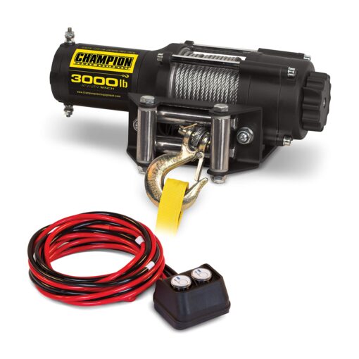 Champion 3000-lb. ATV/UTV Winch Kit, Black,RED and Champion Mini-Rocker Switch Winch Remote Control Kit - Image 7