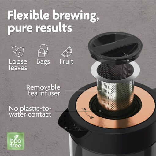 Vianté Luxury Tea Set. Electric Kettle with Tea Infuser for Loose Leaf Tea And Ceramic Serving Set. Tea Pot And Cups Set With Wooden Tray. Excellent Gift Idea For Tea Lovers. - Image 7