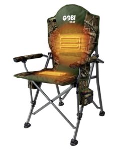 Gobi Heat - Terrain Portable Heated Camping Chair - Outdoor Folding Chair with Heated Filling - Winter Camping Essential - 3 Heat Settings (Mossy Oak® Camo)