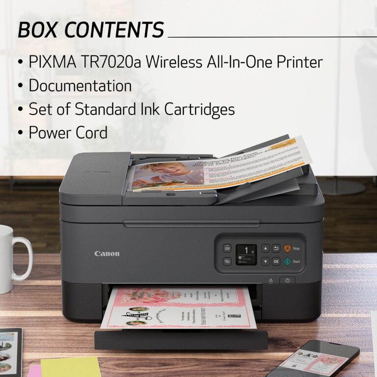 Canon PIXMA TR7020a All-in-One Wireless Color Inkjet Printer, with Duplex Printing, Mobile Printing, and Auto Document Feeder, Black, Works with Alexa - Image 2