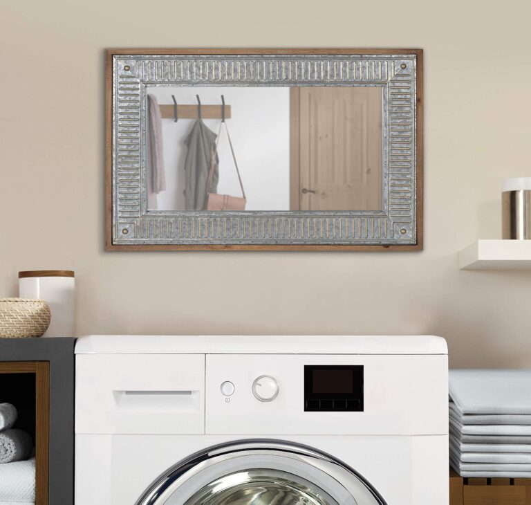 Kate and Laurel Deely Farmhouse Wall Mirror, 20 x 30, Rustic Brown and Silver, Rustic Wall Decor with Galvanized Metal Frame - Image 6