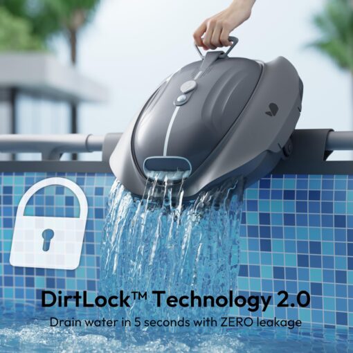 BUBLUE Bubot 300P Cordless Robotic Pool Cleaner, Pool Vacuum, Bluehole Suction, Dual Motors, DirtLock 2.0, Quick Charging, 90-Min Runtime for Above-Ground Flat Pools up to 850 Sq.Ft, Space Gray - Image 4