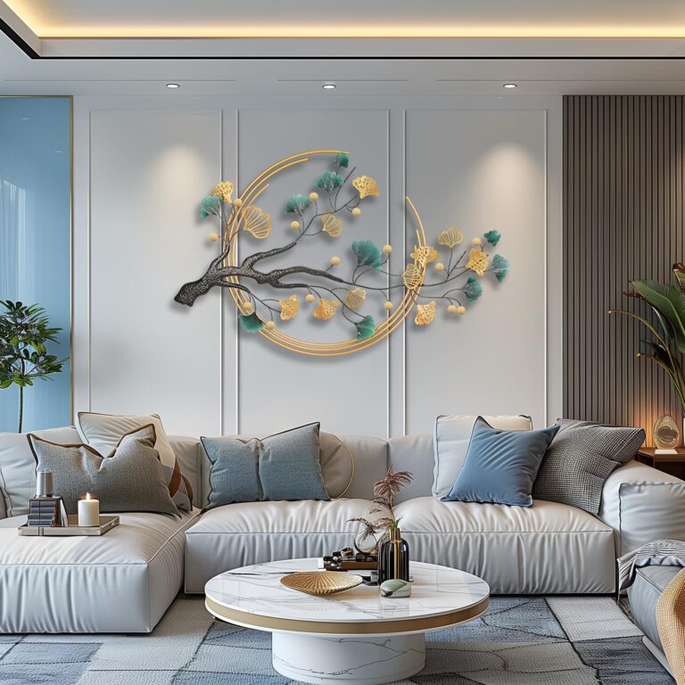 Metal Wall Art Decor For Living Room, 59" Ginkgo Leaf Wall Decor, Adornos Pare Sala Modernos, 3D Gold Wall Art Decorations, Large Modern Metal Wall Sculptures For Living Room Dining Room Bedroom (ginkgo leaf)