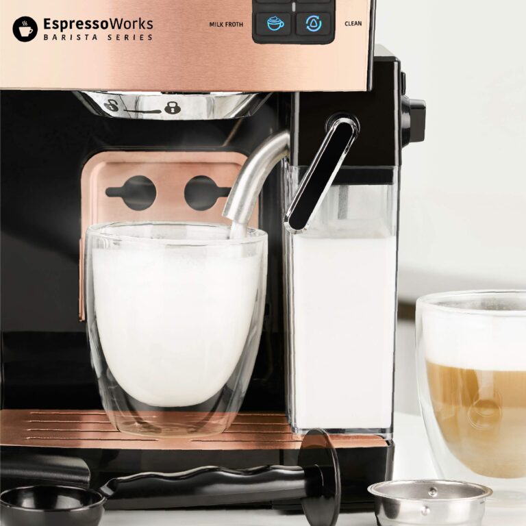 EspressoWorks 19-Bar Espresso, Latte and Cappuccino Maker 10-Piece Set - Brew Cappuccino and Latte with One Button - Espresso Machine with Milk Steamer 1250W - Coffee Gifts (Rose Gold) - Image 8