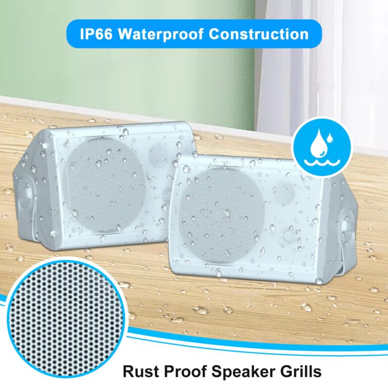 STUDIOFINIX 800W 6.5 Inch Bluetooth Outdoor Speakers Waterproof Wired with Multifunctional Amplifier Wall Mount Weatherproof Loudspeaker System for Patio Garden Poolside Home(4 Speakers,White) - Image 3