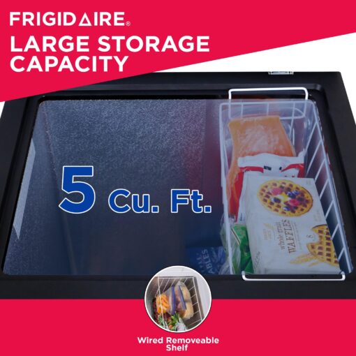 FRIGIDAIRE EFRF5003-BLACK Chest Deep Freezer-Garage-Ready, 5.0 Cu. Ft. Capacity, Black-Adjustable Thermostat-Removable Vinyl Coated Wire Basket-Easy Defrost Drain - Image 6