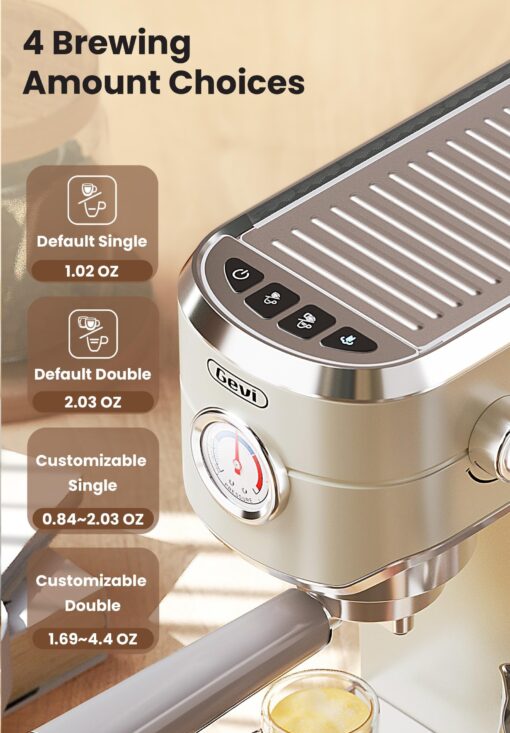 Gevi Commercial Espresso and Coffee Makers, Professional Espresso Maker Latte Machine with Milk Frother, Stainless Steel Expresso Coffee Machines for Home, Compact Cappuccino Machine, Great Gift - Image 8