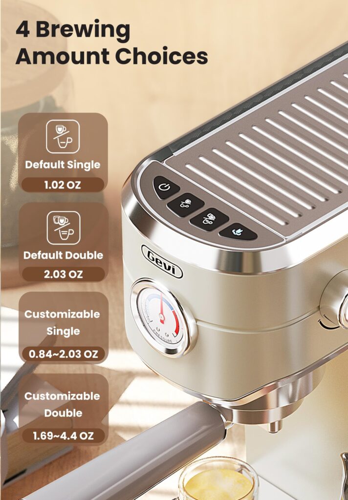 Gevi Commercial Espresso and Coffee Makers, Professional Espresso Maker Latte Machine with Milk Frother, Stainless Steel Expresso Coffee Machines for Home, Compact Cappuccino Machine, Great Gift - Image 8