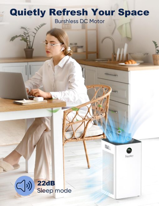 Priestley Air Purifiers for Home Large Room up to 1500 sq ft, Smart Control Air Purifier, True HEPA Filter Air Cleaner Removes 99.97% of Particles, Dust, Allergies Pets Odor, 22dB Quiet Sleep Mode - Image 6