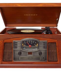 Crosley CR42D-PA Lancaster 3-Speed Turntable with Radio, CD/Cassette Player, Aux-in and Bluetooth, Paprika