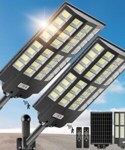 OKPRO 7000W Solar Street Lights Outdoor - Wide Angle Solar Lights Outdoor Motion Sensor,Solar Parking Lot Lights Dusk to Dawn,7000K LED Street Lights Solar Powered for Commercial,Yard(2 Pack)