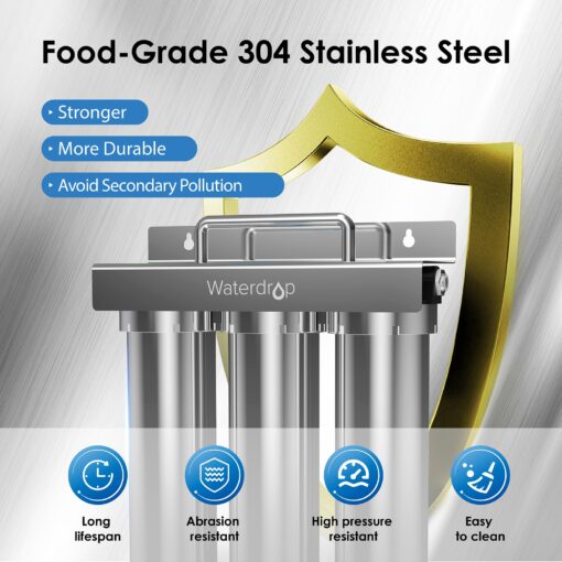 Waterdrop TST-UF 0.01μm Ultra-Filtration Under Sink Water Filter, Stainless Steel Water Filter for Sink, 5X Service Life, 99.99% of Contaminants Larger Than 0.01μm, Direct Connect to Kitchen Faucet - Image 9