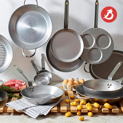 de Buyer MINERAL B Carbon Steel Country Fry Pan - 12.5” Diameter, 8.9” Cooking Surface - Ideal for Sauteing, Simmering, Deep Frying, Stir Frying, One-Pan Meals - PFAS, PFOA, PFOS Free - Made in France - Image 3
