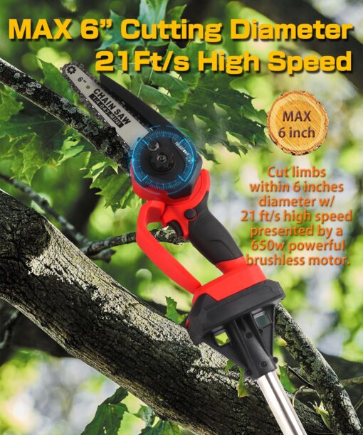 Fulgutonit Electric Pruner Kit, 40 mm(1.6 in) Pruning Shears & 6 inches Mini Chainsaw, with Max 7 ft Extension Pole, 2 Pcs 4 Ah Batteries for Longer Pruning, Extra 1084 Replacement Blades & Saw Chain - Image 8