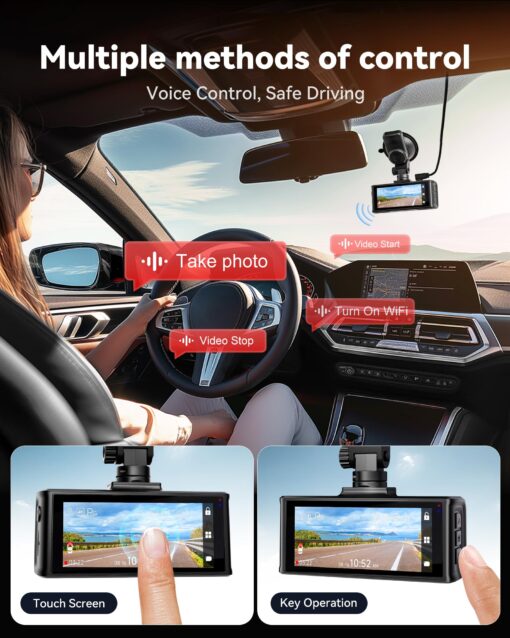 REDTIGER 4K Dash Cam Front Rear, 5.8GHz WiFi APP Control, Voice Control, Included 128GB Card, 3.18'' Touch Screen, Dash Camera for Cars with GPS, WDR Night Vision, 24H Parking Monitor(F7NX) - Image 5