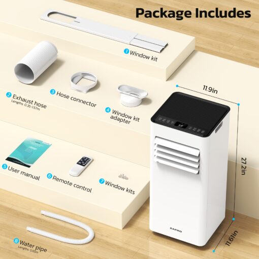 ZAFRO 10,000 BTU Portable Air Conditioners, 4 Modes Portable AC Unit with Fast Cooling/Energy Saving/Remote Control/24Hrs Timer for Bedroom/Dorms/Indoor Rooms, White - Image 2