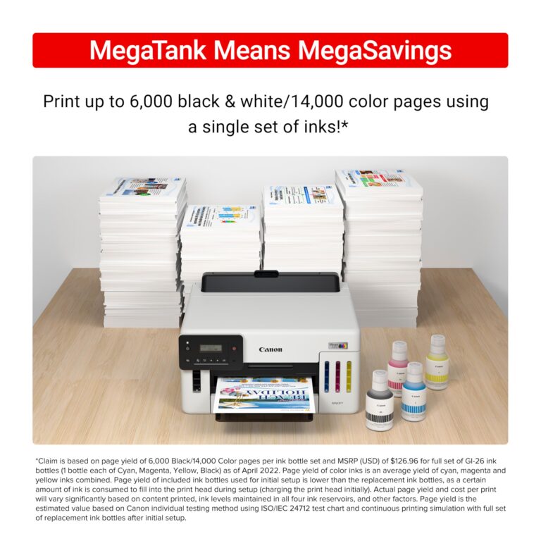 Canon MegaTank GX5120 Wireless Single Function Printer, Print Only for Small Office with Auto 2-Sided Printing, White - Image 3