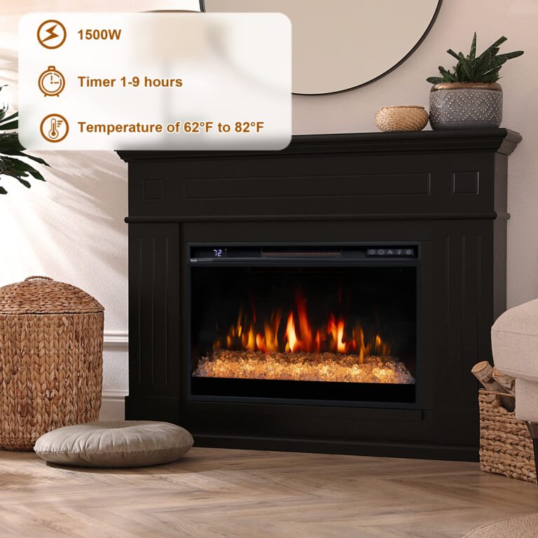 Oxhark Flame 26 Inches Electric Fireplace Inserts, 1500W Recessed Fireplace Electric with Remote Control, Crystal, Overheating Protection and Timer, Black - Image 5