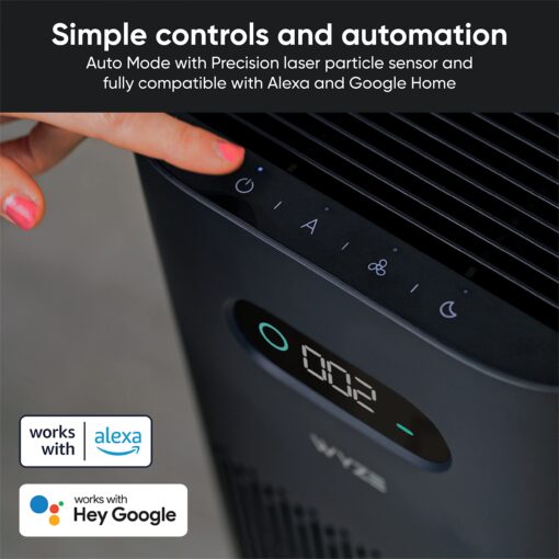 Wyze Air Purifier with Wildfire Filter (Special), for Living Room, Kitchen, HEPA 13, 21db Quiet, with Sleep Mode, Air Cleaner for Smoke, Pollen, Dander, Hair, 550 sq ft, Smart WiFi Alexa Google, Black - Image 5