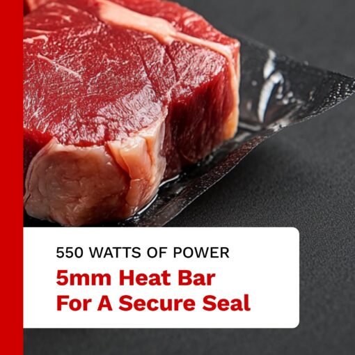 The Harvest Company Commercial Grade Vacuum Food Sealer, Powerful 550 Watt Suction, Seals Up to 15" Wide Bags with a 5mm Heat Bar, Stainless Steel, Digital Display - Image 4