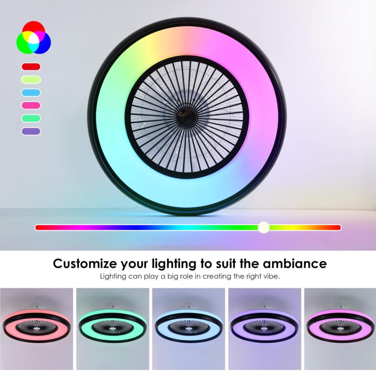 HUMHOLD 24" Bladeless Ceiling Fan with RGB Light Remote, Smart LED Ceiling Fans with Voice/App Control, Modern Low Profile Dimmable Light Ceiling Fan for Bedroom Living Room Black - Image 7