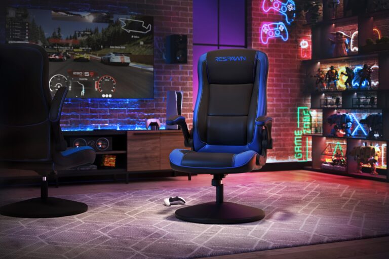 RESPAWN 800 Gaming Chair Floor, Swivel Rocker Gaming Chair, High Back Ergonomic Floor Gaming Chair for Kids and Adults, Gaming Recliner, Floor Rocker Chair with Armrests - Blue - Image 7