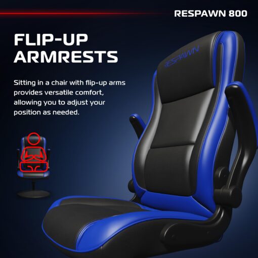RESPAWN 800 Gaming Chair Floor, Swivel Rocker Gaming Chair, High Back Ergonomic Floor Gaming Chair for Kids and Adults, Gaming Recliner, Floor Rocker Chair with Armrests - Blue - Image 4
