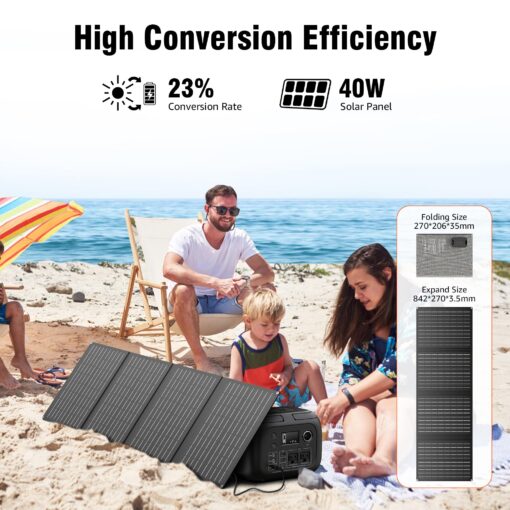 Solar Powered Generator 300W Peak/70400mAh, 260Wh Portable Power Station with Panels 40W Included, Solar Generator with AC Outlet 110V for Home Use, Camping, Outdoor, Power Backup - Image 7