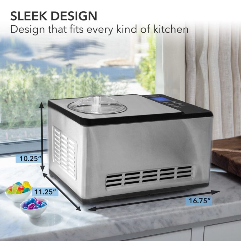 Whynter Ice Cream Maker Machine & Yogurt Automatic 2 Qt. with Built-In Compressor, LCD Digital Display & Timer, No Pre-Freezing, ICM-220SSY, Stainless Steel - Image 4