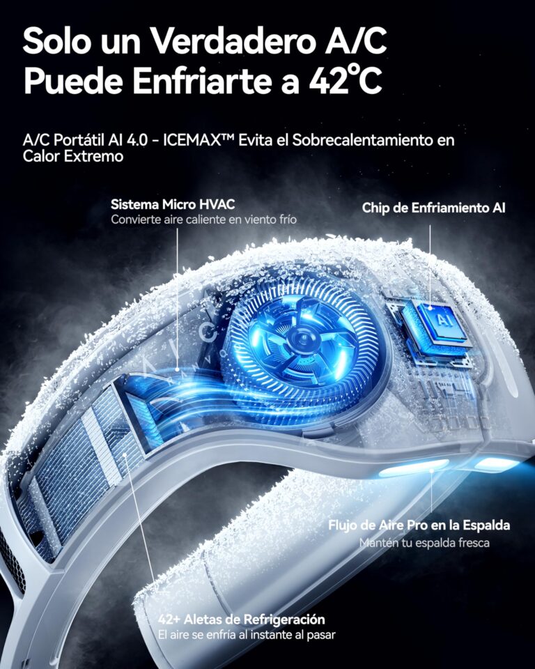 RANVOO AICE LITE Plus 2025 Max Cooling Airflow [No.1 Coolest & Most Durable] Neck Air Conditioner, Ultimate Immersive Personal AC 6,000 mAh Rechargeable Neck Fan Blow Cold Air, Gifts for Mom, White - Image 7
