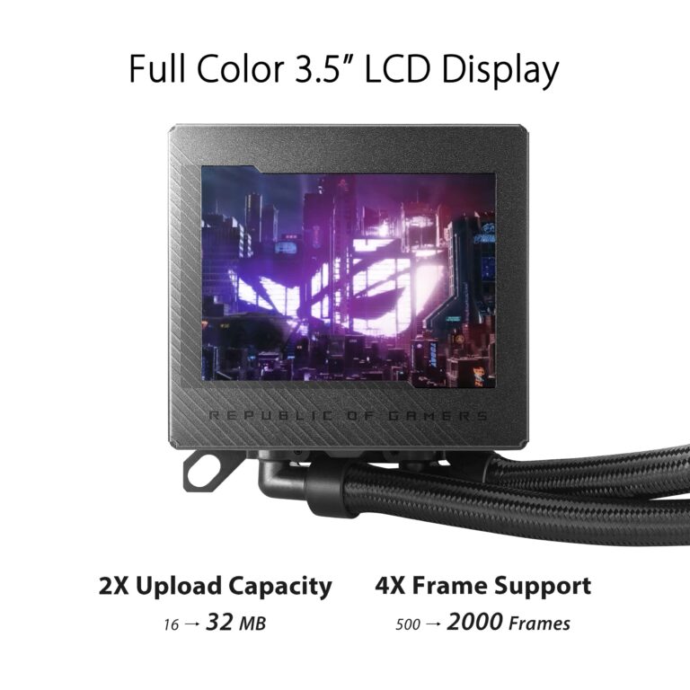 ASUS ROG Ryujin III 240 ARGB All-in-one Liquid CPU Cooler with 240mm Radiator. Asetek 8th gen Pump, 2X Magnetic 120mm ARGB Fans (Daisy Chain Design), 3.5” LCD Display,BLACK - Image 8