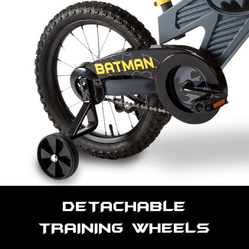 Batman 16 Inch Bike for Kids | Detachable Training Wheels for Safety and Balance | Pedal Powered Bicycle for Young Superheros Ages 4-8 | Perfect Boys & Girls Gift | Adjustable Seat - Image 4