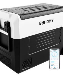 EUHOMY 12 Volt Refrigerator, 58QT(55L) 12V Fridge, Electric Cooler 12/24V DC 120-240V AC -4℉~68℉, 12V Freezer Removable Divider, Car Fridge For Camping, RV, Travel, Fishing, Outdoor