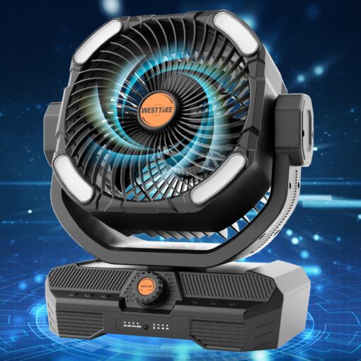 WESTTREE Battery Powered Fan Powerful Airflow Battery Operated Air Circulator Fan for Bedroom,Quiet & 360°Auto Oscillating Rechargeable Camping Fans with LED Light (RGBW) X66 Black - Image 7
