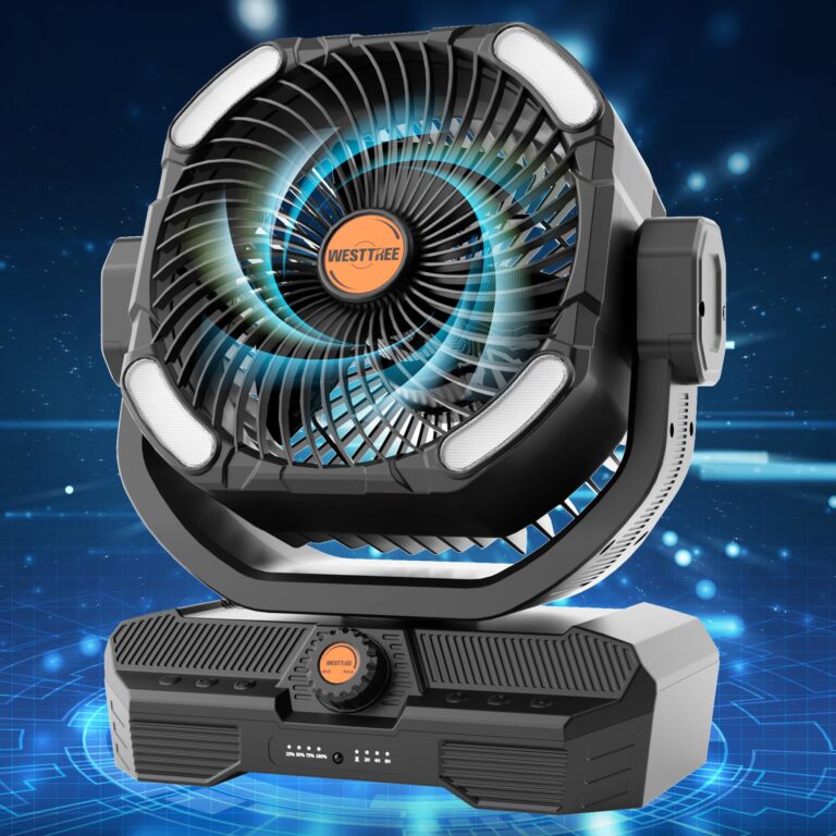 WESTTREE Battery Powered Fan Powerful Airflow Battery Operated Air Circulator Fan for Bedroom,Quiet & 360°Auto Oscillating Rechargeable Camping Fans with LED Light (RGBW) X66 Black - Image 7