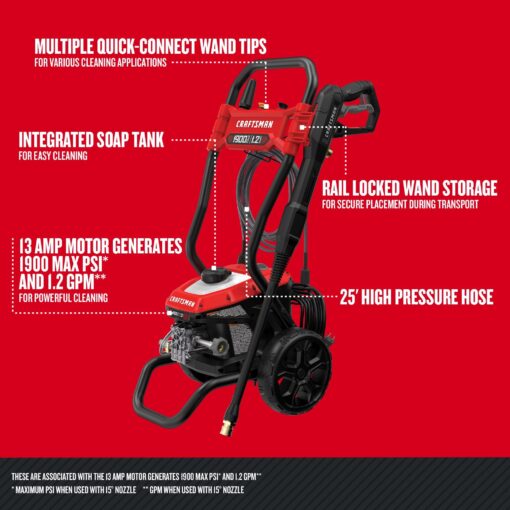 CRAFTSMAN Electric Pressure Washer, Cold Water, 1900 -PSI, 1.2-GPM, Corded (CMEPW1900) - Image 11