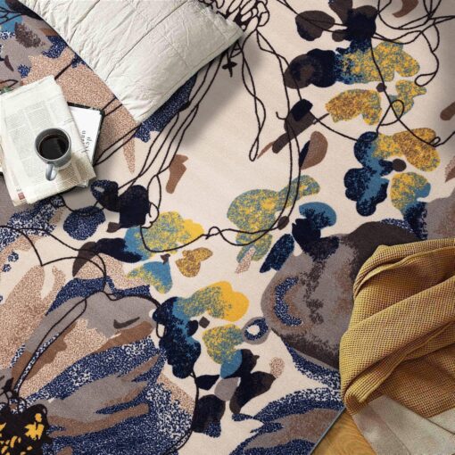 Rugshop Modern Bright Flowers Non-Slip (Non-Skid) Area Rug 8 x 10 (7' 10" x 10') Cream - Image 6